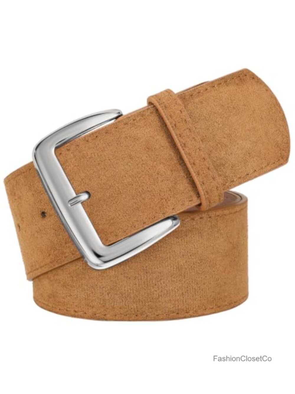 Women Wide Suede Belt Chunky Gold Buckle for Dresses
